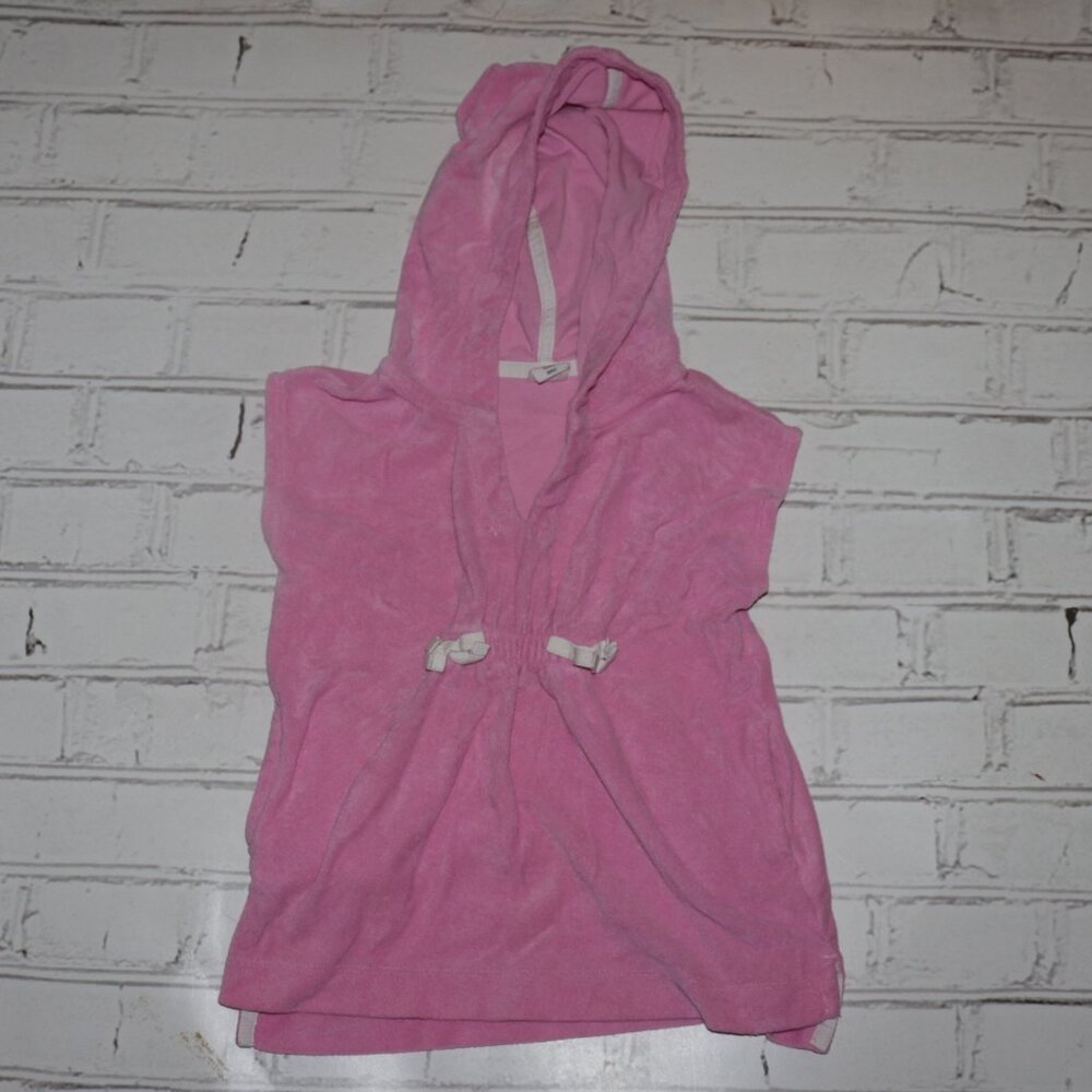 🌊🩷Baby Gap Hooded Swim Cover-Up – 2Y · Pink Terry · Bow Detail